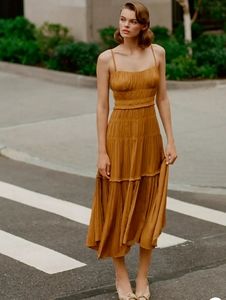 Anthropologie Ruched Slip Dress - bronze